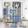 Artsocket Collage Hearts Seashells Shower Curtain - Coastal Bathroom Decor