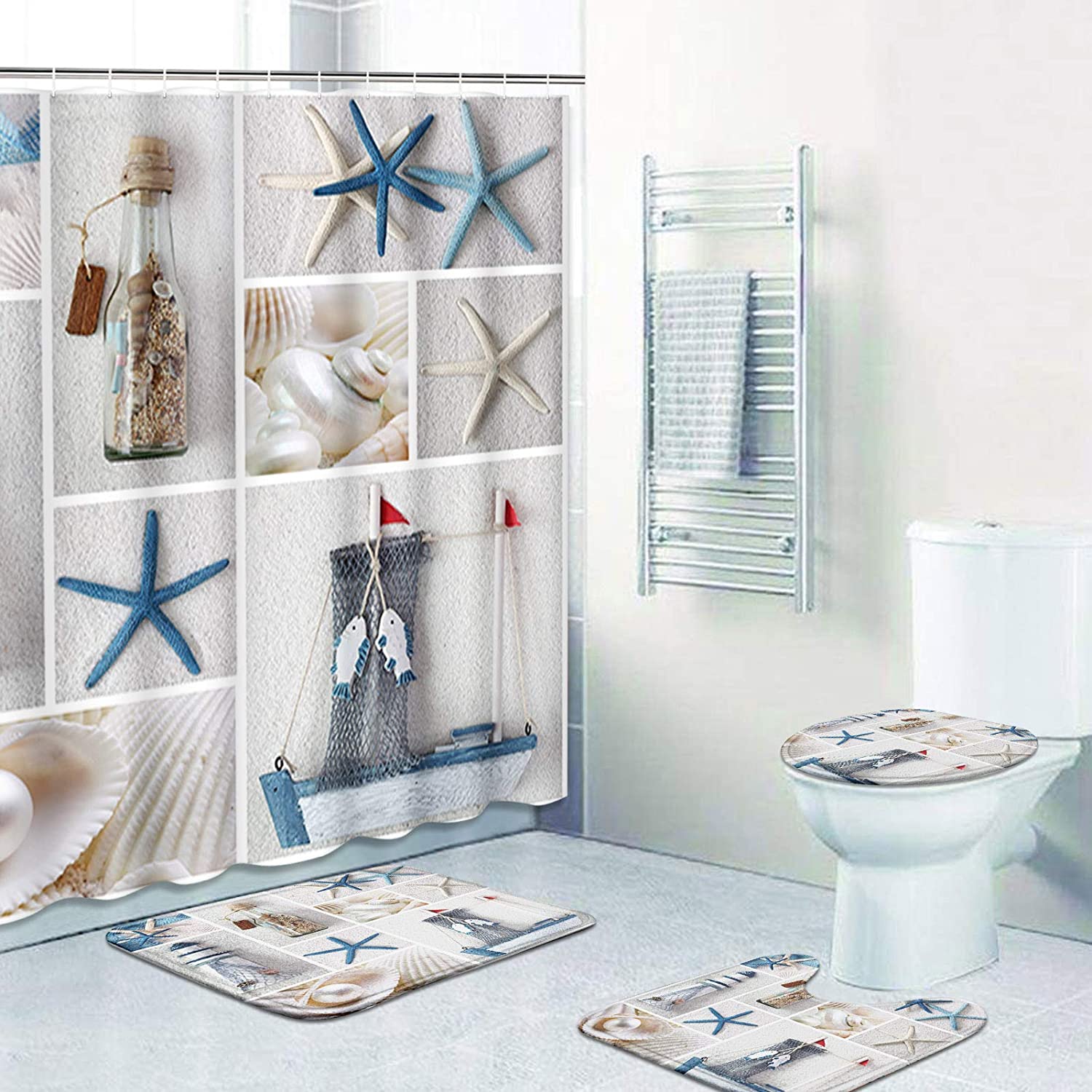 Artsocket Nautical Lighthouse Beach Shower Curtain - Oceanic Bathroom Accessory - Image 3