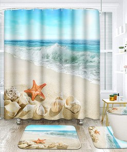 Artsocket Summer Seascape Shower Curtain - Beach Inspired Bathroom Accessory