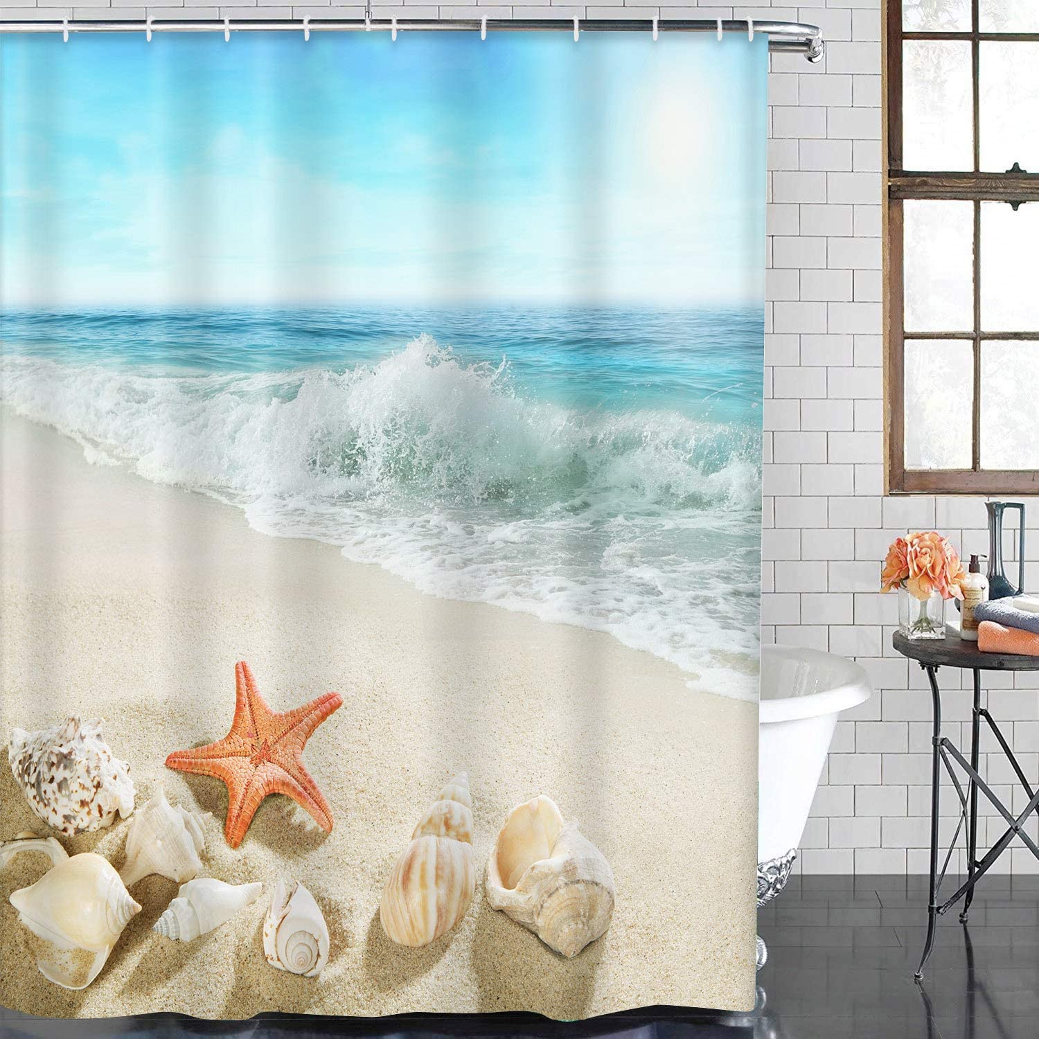 Artsocket Summer Seascape Shower Curtain - Beach Inspired Bathroom Accessory - Image 2