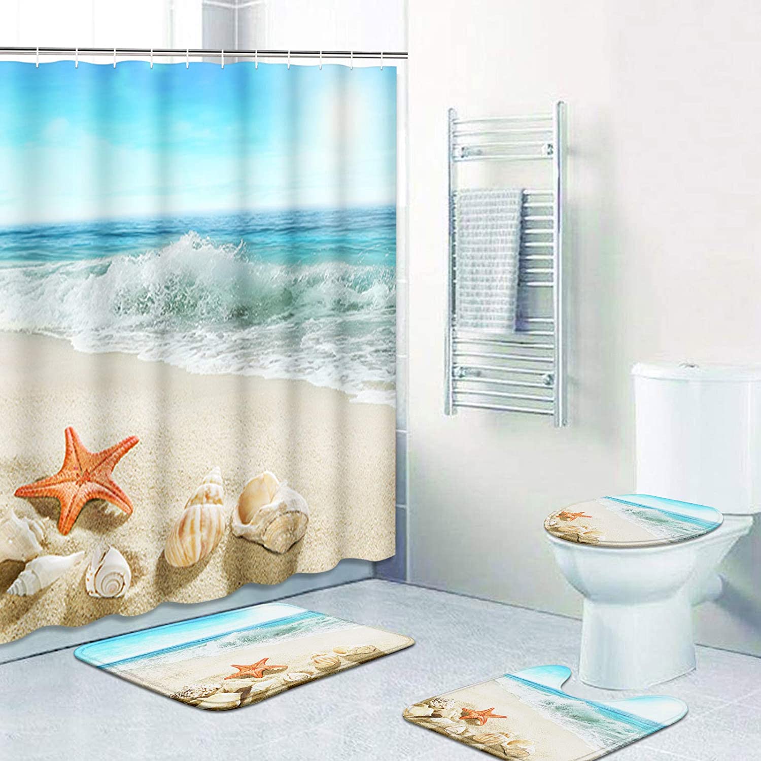 Artsocket Summer Seascape Shower Curtain - Beach Inspired Bathroom Accessory - Image 3