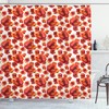 Artsy Print Shower Curtain With Red Poppy Flowers For Bathroom