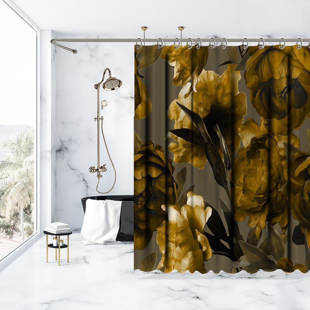 Artwork Printed Full Size Shower Curtain with Unique Designs for a Stylish Bathroom