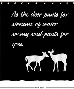 As The Deer Pants for Streams of Water Quote Shower Curtain, Waterproof Fabric Bathroom Decor, Soulful Curtain