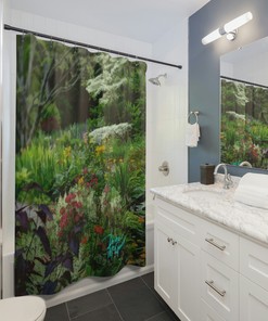 Ashford Garden Shower Curtain For A Botanical Bathroom Decor, Nature-Inspired Bathroom Accessories