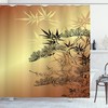 Asian Bamboo Motifs Japanese Shower Curtain for Bathroom Decor