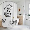 Asian Bathroom Decor with Koi Ying Yang Curtain, Elegant Black and Gold Koi Design