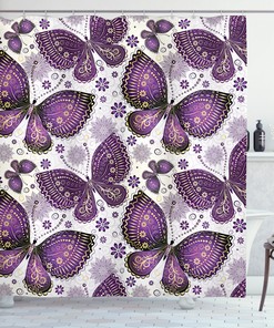 Asian Butterfly Print Shower Curtain for a Classic and Elegant Bathroom Look