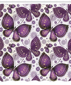 Asian Butterfly Print Shower Curtain for a Classic and Elegant Bathroom Look