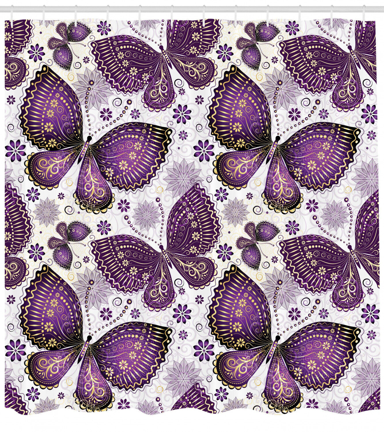 Asian Butterfly Print Shower Curtain for a Classic and Elegant Bathroom Look