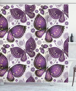 Asian Butterfly Print Shower Curtain for a Classic and Elegant Bathroom Look