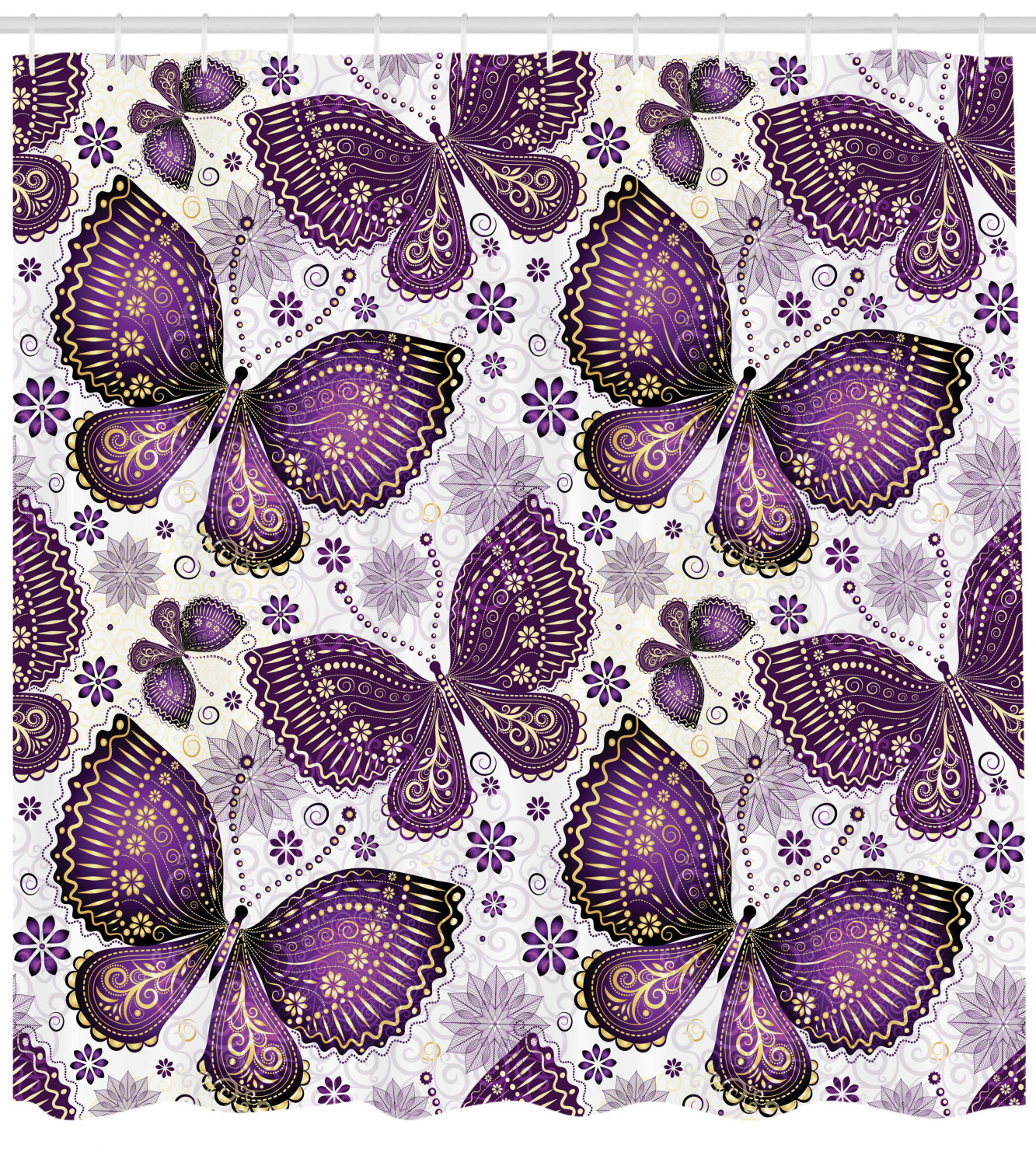 Asian Butterfly Print Shower Curtain for a Classic and Elegant Bathroom Look