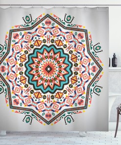 Asian Dreamcatcher Moon Print Tribal Shower Curtain for Bathroom