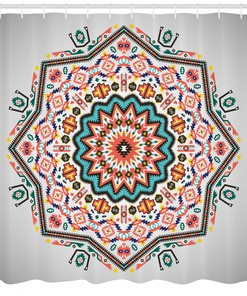Asian Dreamcatcher Moon Print Tribal Shower Curtain for Bathroom