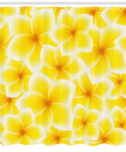 Asian Flower Blossoms Print Hawaiian Shower Curtain For Bathroom