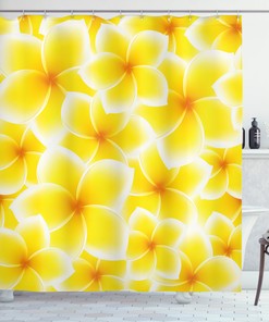 Asian Flower Blossoms Print Hawaiian Shower Curtain For Bathroom