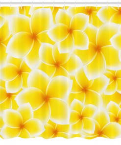 Asian Flower Blossoms Print Hawaiian Shower Curtain For Bathroom