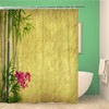Asian Orchids and Bamboo Leaves on Purple Shower Curtain