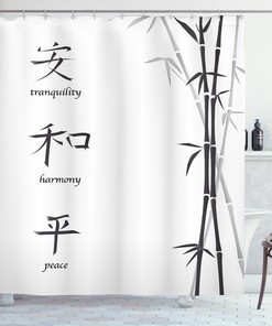 Asian Peace Bamboo Print Shower Curtain For Bathroom