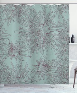 Aster Flower Art Print Floral Shower Curtain For Aesthetic Bathroom