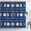 Astrology Inspired Sun and Moon Print Indigo Shower Curtain for Bathroom by Ikfashoni 