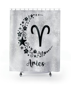 Astrology Lover Shower Curtain With Aries Zodiac Sign Design