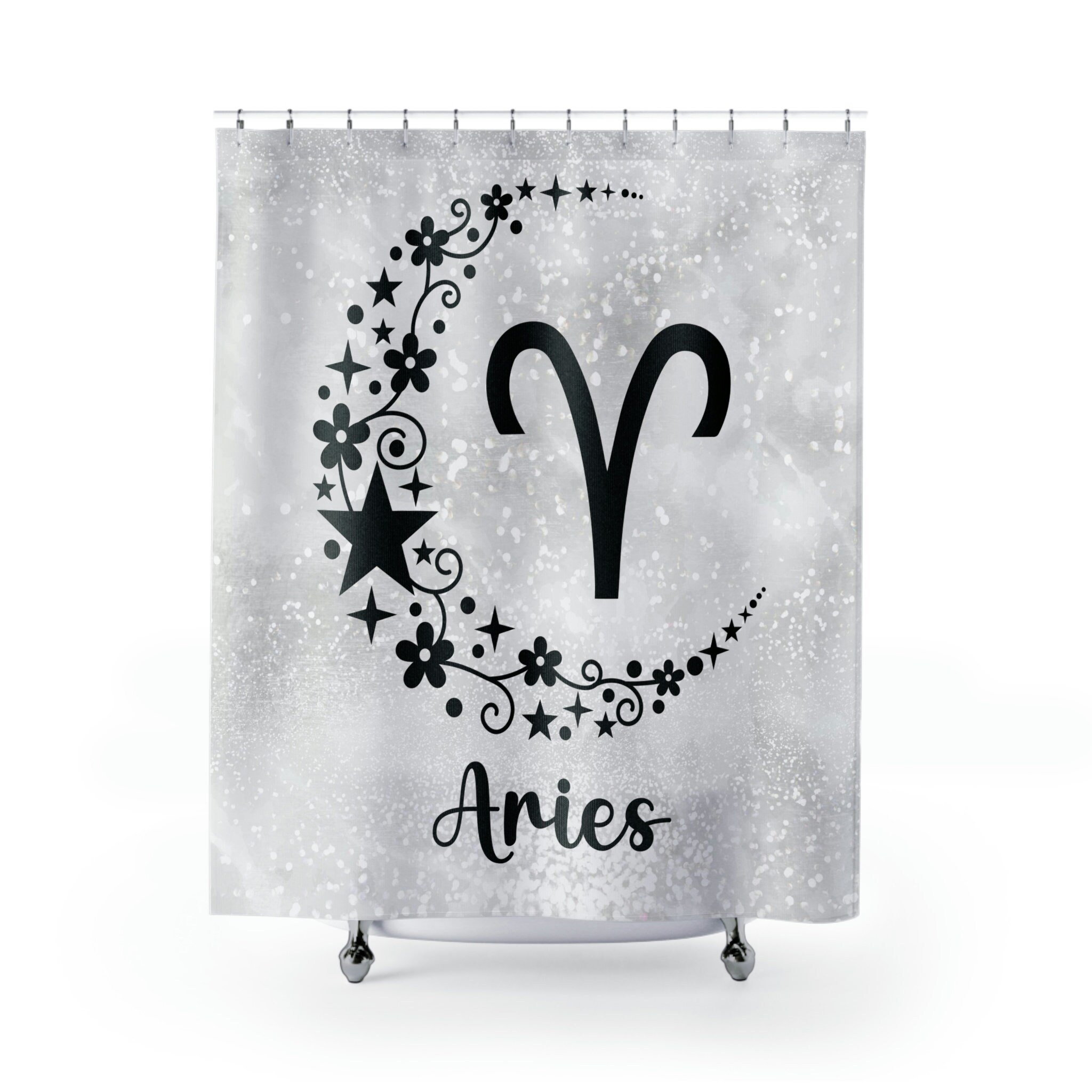 Astrology Lover Shower Curtain With Aries Zodiac Sign Design