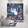 Astronaut Penguin Bathroom Shower Curtain Set For Kids