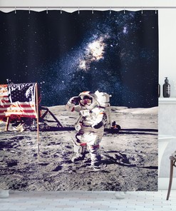 Astronaut Space Print Shower Curtain For Stellar Bathroom Decor