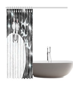 Astronauts Crew Dragon Moon Landing Shower Curtain - Aliens Arrived for Bathroom Decor