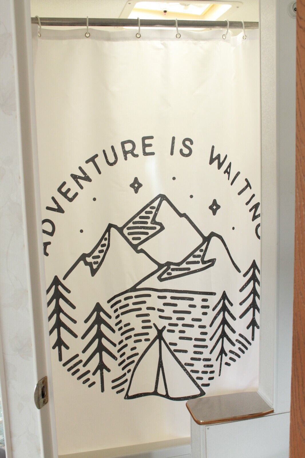 At Home Camper Trailer Camping Bathroom Gear Fabric Shower Curtain