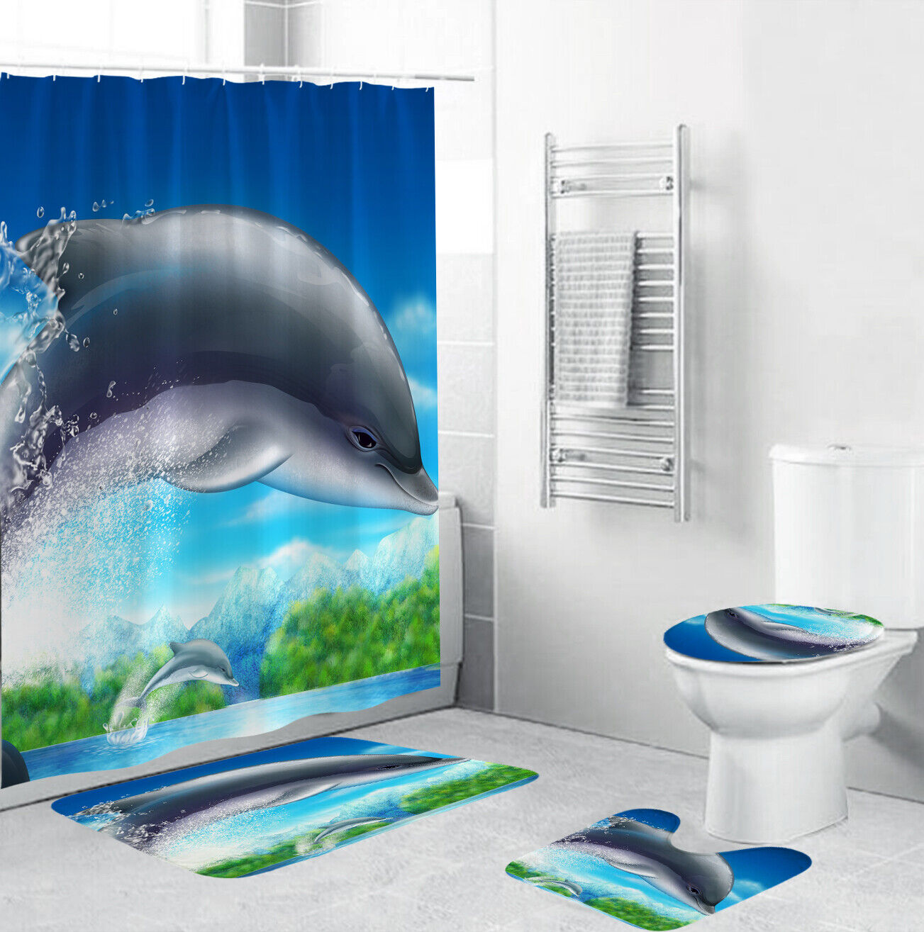 At Home Dolphin Shower Curtain