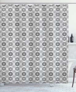 At Home Geometric Pattern Shower Curtain Perfect For Modern Bathrooms