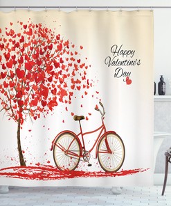 At Home Heart Shower Curtain With Simple Design For Your Bathroom