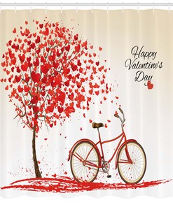 At Home Heart Shower Curtain With Simple Design For Your Bathroom