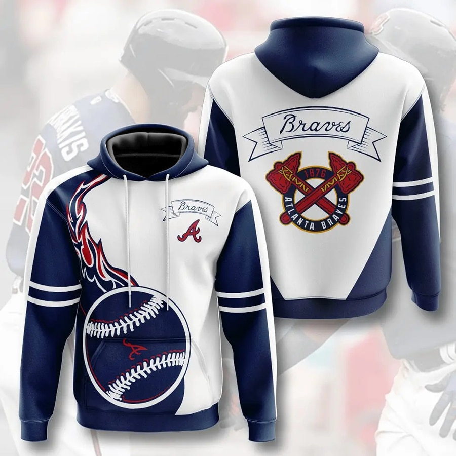 Atlanta Braves All Over Print Zip Hoodie Flame Balls Graphic Gifts For Fans