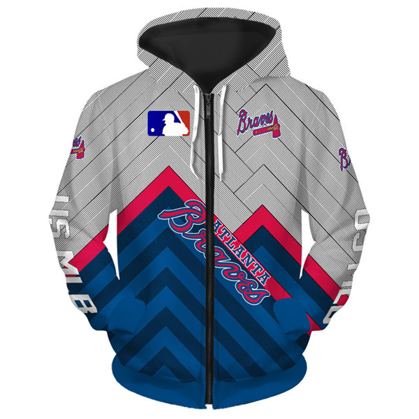 Atlanta Braves Baseball Zip-Up 3D Hoodie - Perfect For Mlb Fans