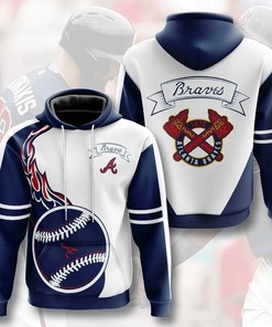 Atlanta Braves Flame Balls Graphic 3D Zip Hoodie - Great Gift For Fans