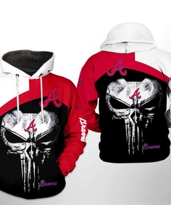 Atlanta Braves Mlb Skull Punisher 3D Hoodie Zipper Hoodie - Show Your Fan Spirit With Style