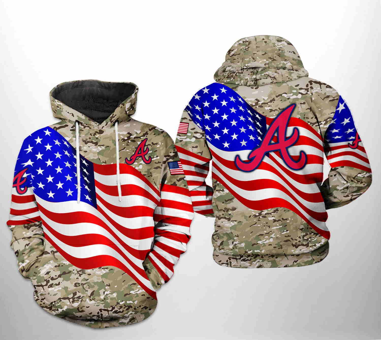 Atlanta Braves Mlb Us Flag Camo Veteran 3D Hoodie Zipper Hoodie - Perfect For Any Fan