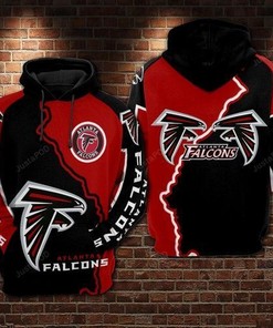 Atlanta Falcons 3D All Over Print Hoodie In Red And Black Zip Up Option