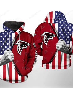 Atlanta Falcons 3D Hoodie With All Over Print Design And Nfl Logo