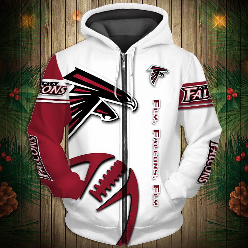 Atlanta Falcons All Over Print Hoodie Graphic Balls Zip Hoodie Pullover