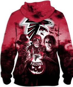 Atlanta Falcons All Over Print Hoodie Halloween Horror Night Gift For Fans