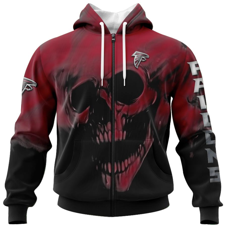 Atlanta Falcons All Over Print Skull Hoodie Name & Number Gifts For Fans