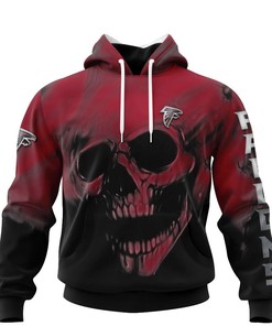 Atlanta Falcons All Over Print Skull Hoodie Name & Number Gifts For Fans