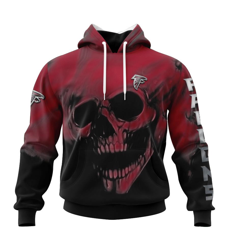 Atlanta Falcons All Over Print Skull Hoodie Name & Number Gifts For Fans