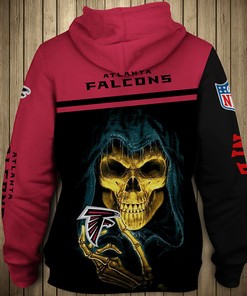 Atlanta Falcons All Over Print Skull Hoodie Pullover Zip Hoodie For Fans