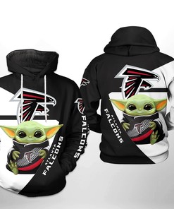 Atlanta Falcons Baby Yoda 3D All Over Print Hoodie Zip Up Option As Best Gift For Fans