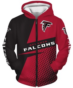 Atlanta Falcons Long Sleeve All Over Print Zip Hoodie For Fan